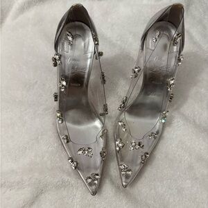 Christian Louboutin Silver Embellished Heels